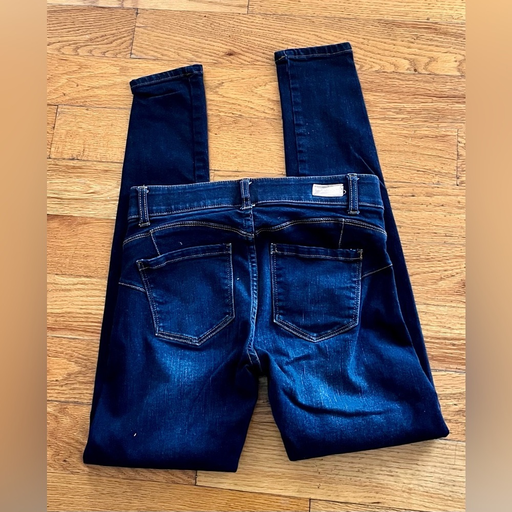 Juicy Couture Dark Wash Seamless Skinny Jeans Indigo Blue Mid Rise Sz 0 Teen